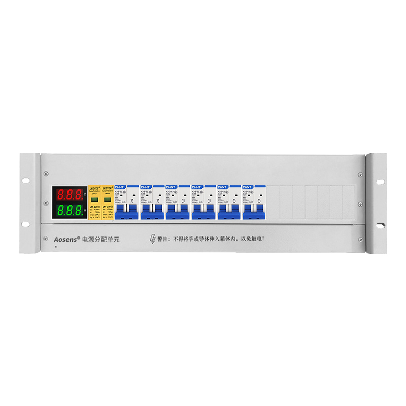 奧盛 機(jī)柜配電單元PDU 3U配電箱正泰交流2P空開(kāi)電流電壓表防雷 單路