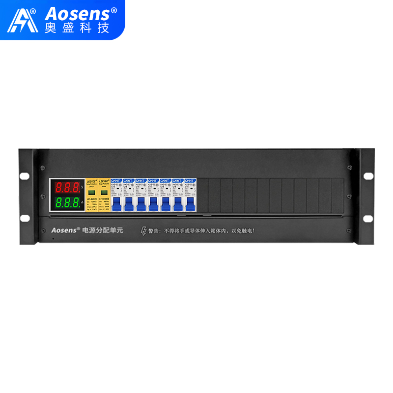 奧盛 機(jī)柜配電單元PDU 3U配電箱正泰交流1P空開(kāi)電流電壓表 防雷 單路