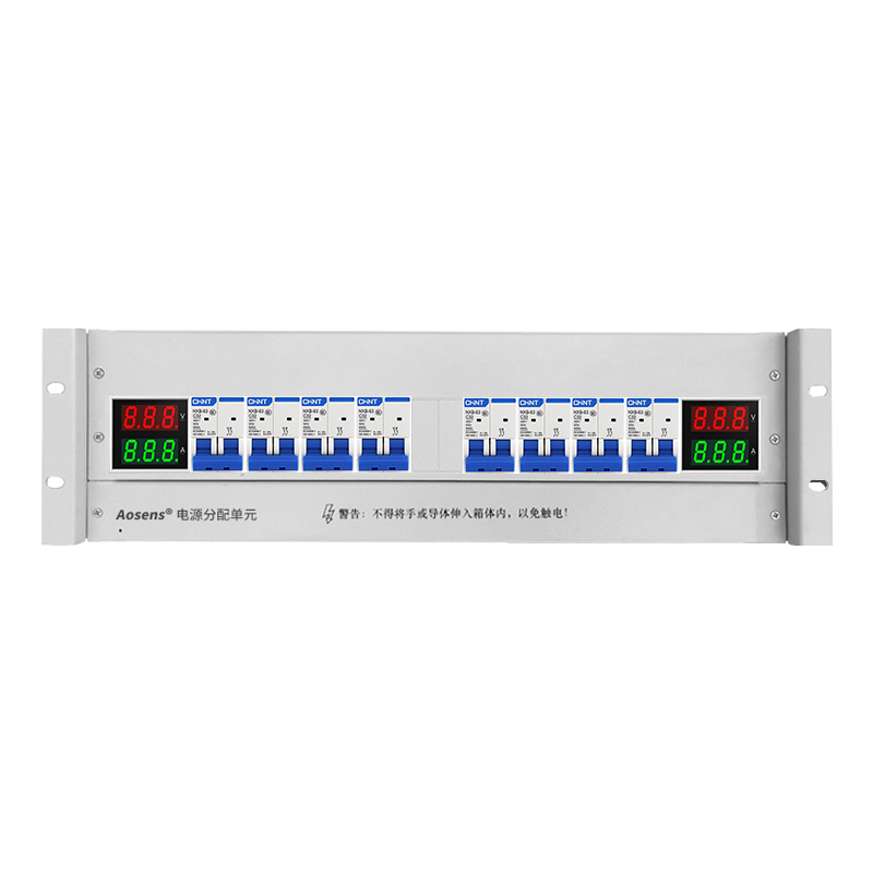 奧盛 機(jī)柜配電單元PDU 3U配電箱正泰交流1P空開(kāi)電流電壓表 單路