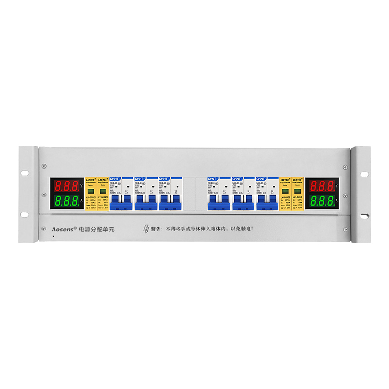 奧盛 機(jī)柜配電單元PDU 3U配電箱正泰交流1P空開(kāi)電流電壓表 防雷 單路