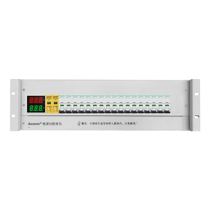 奧盛 機(jī)柜配電單元PDU 3U配電箱施耐德交流1P空開(kāi)電流電壓表  防雷 單路